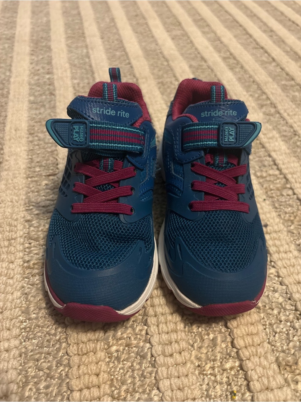 Stride Rite Navy and Burgundy Kids Athletic Sneakers